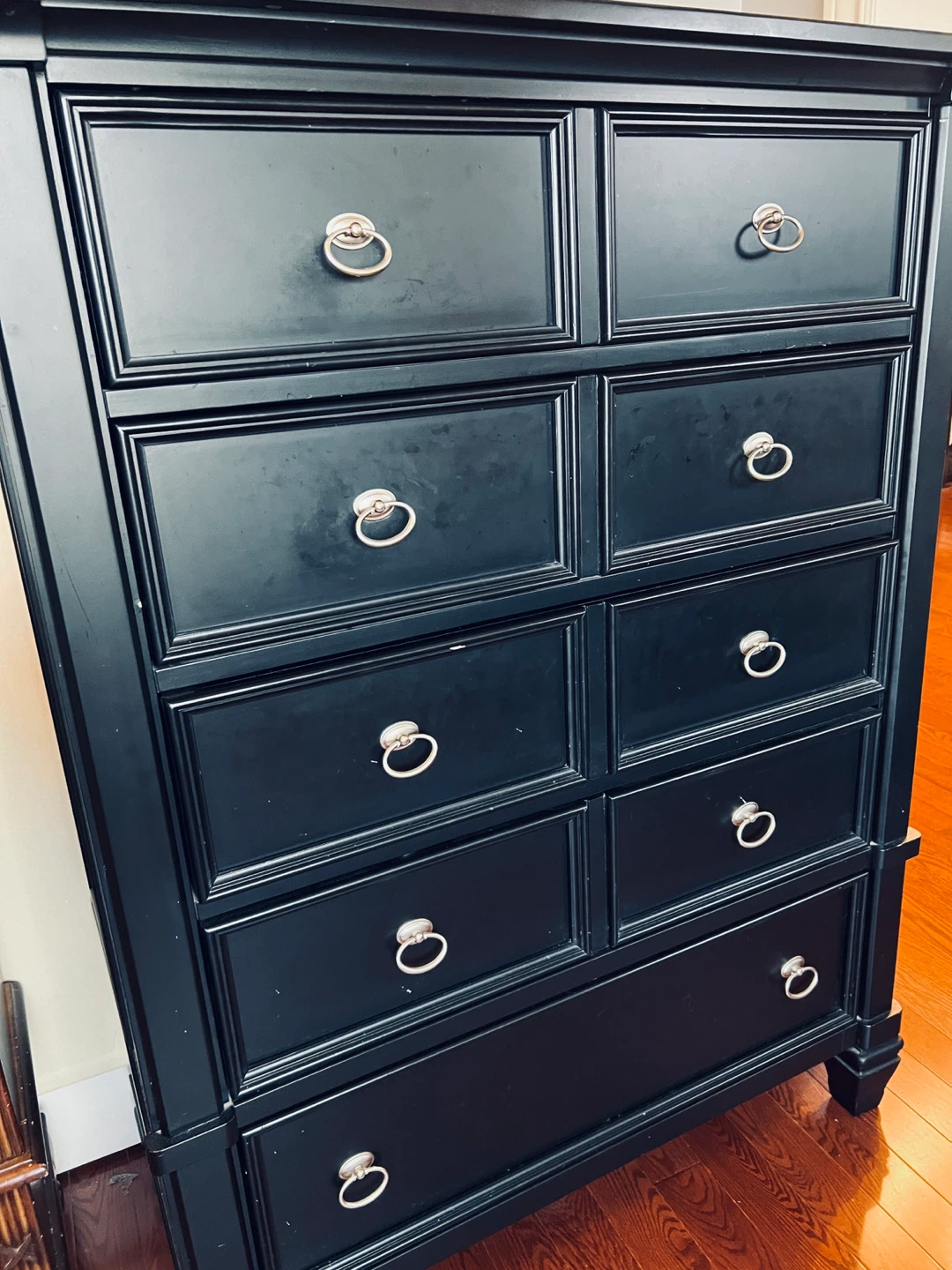 Black solid wood Dresser with 9 Drawers - photo 4