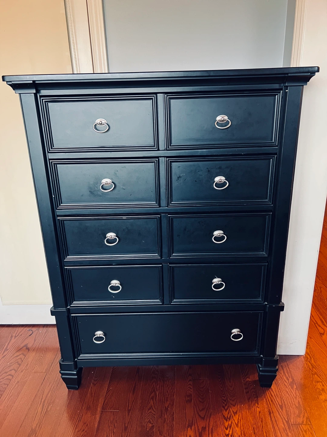 Black solid wood Dresser with 9 Drawers