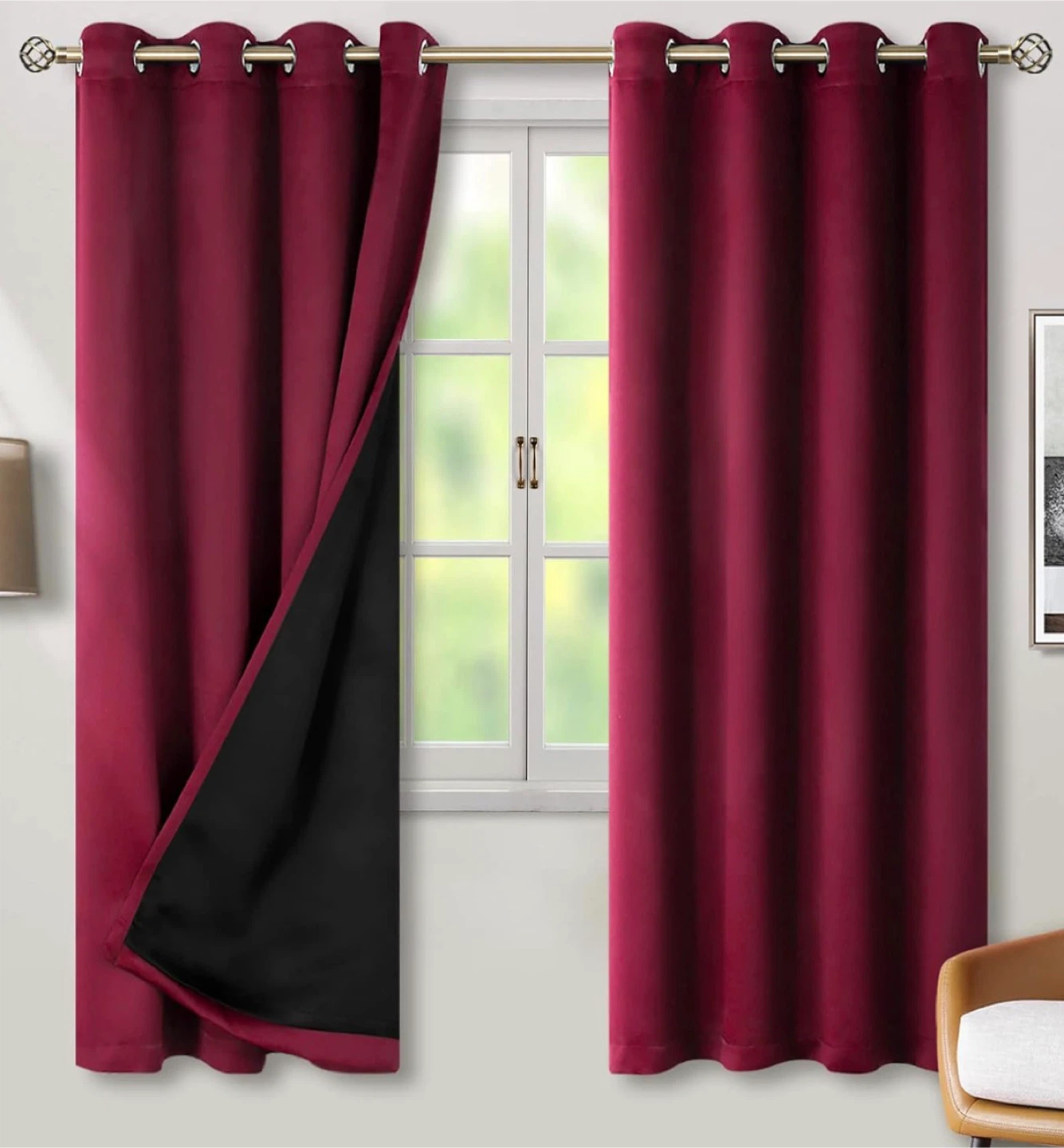 Blackout Curtains - Red - photo 3