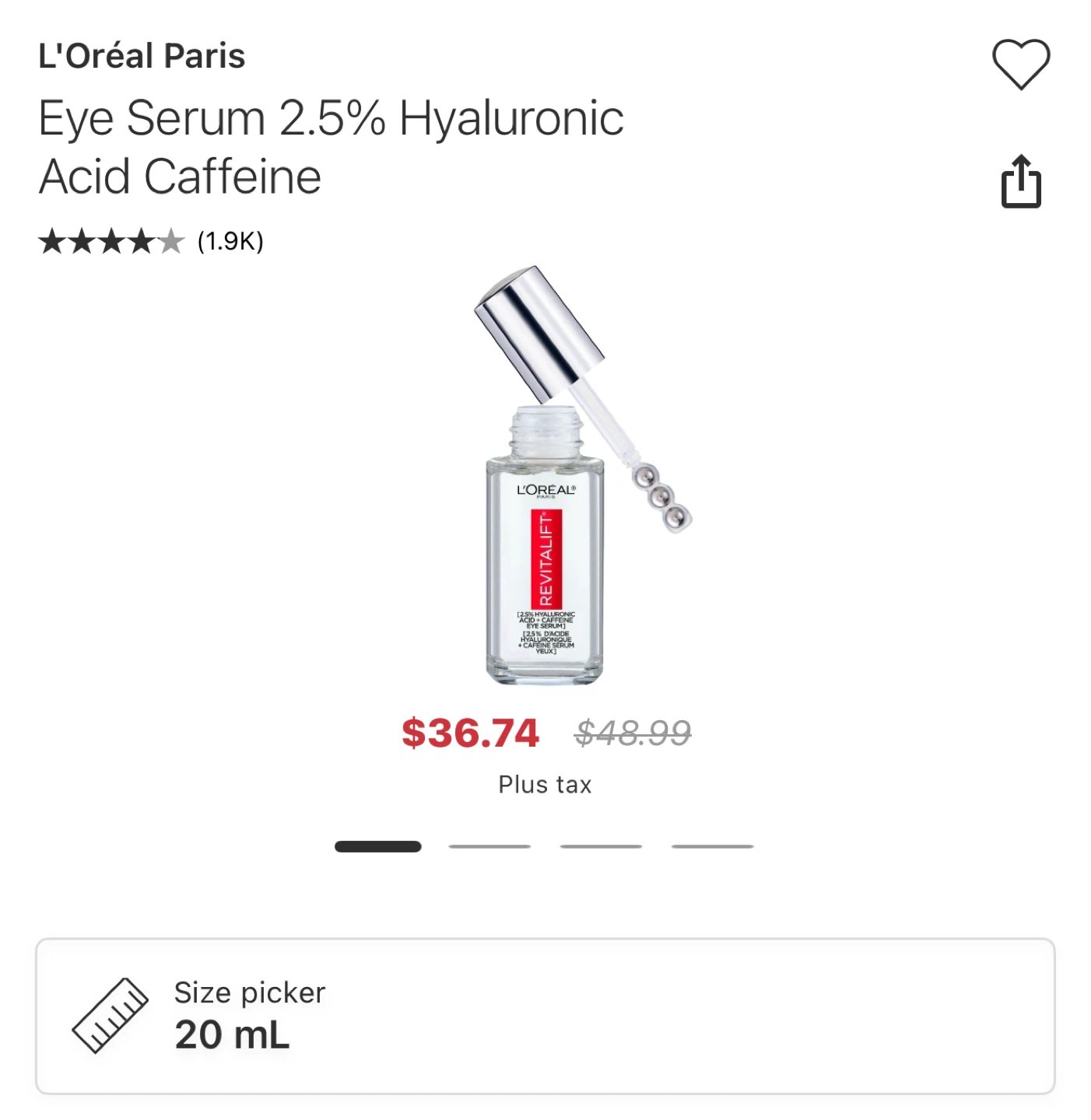 NEW L’Oréal Revitalift 2.5% Hyaluronic Acid + Caffeine Eye Serum - photo 2