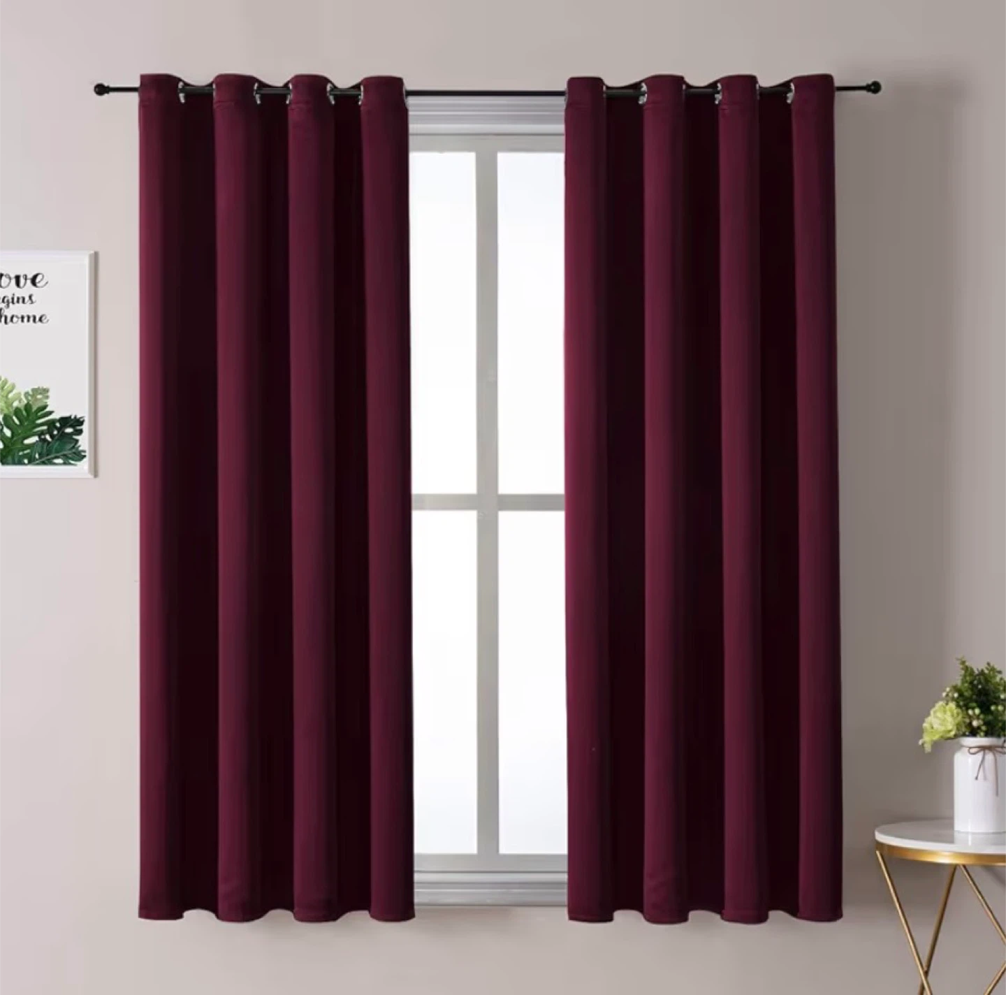 Burgundy Red Grommet Curtains - Set of 2 - photo 2