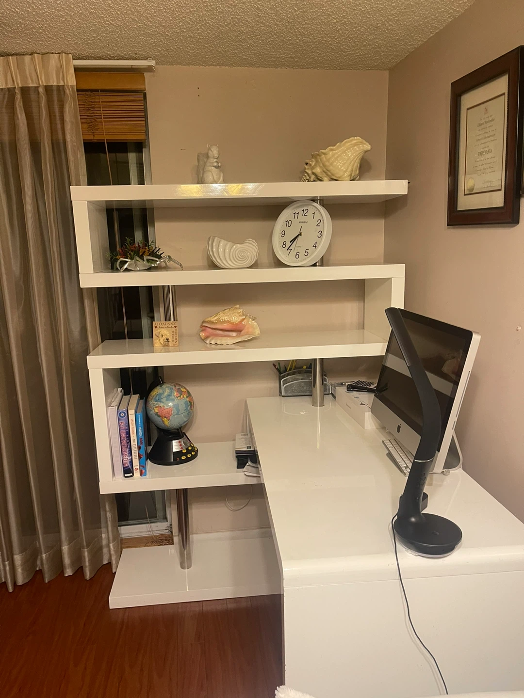 White L-Shaped Desk with Shelving Unit - photo 2