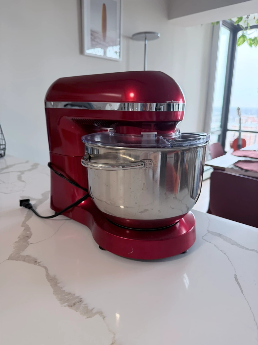 AUCMA Red Stand Mixer with Stainless Steel Bowl