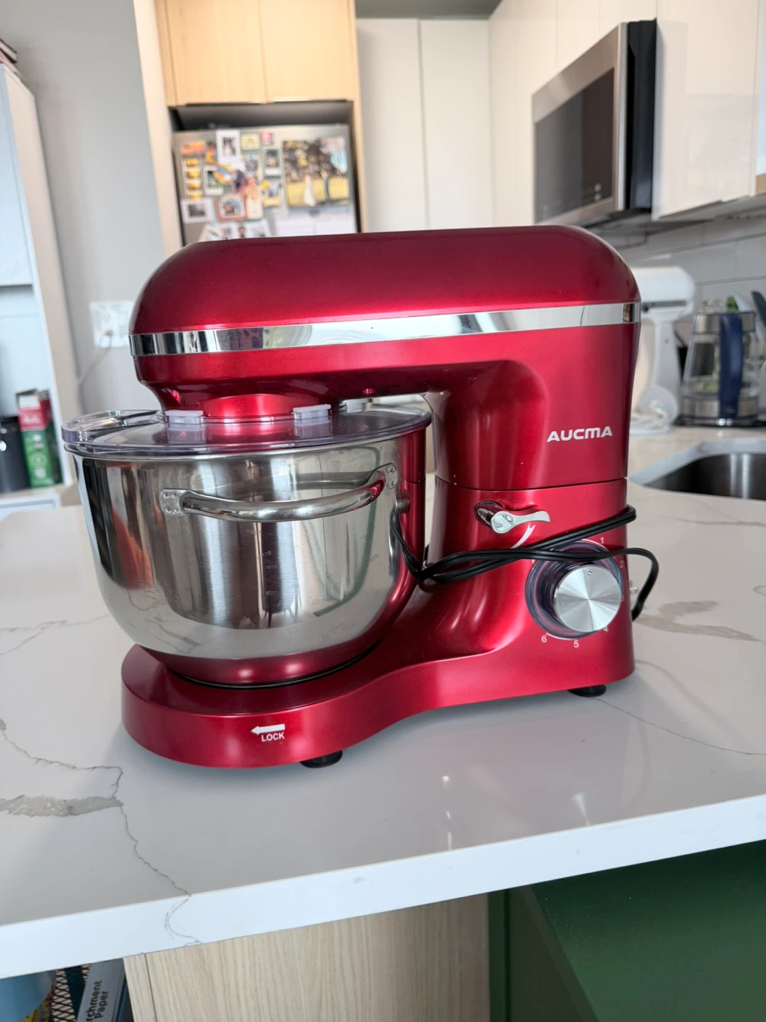 AUCMA Red Stand Mixer with Stainless Steel Bowl - photo 2