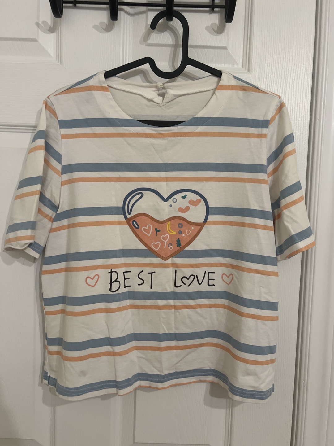 Striped T-Shirt with Heart Graphic