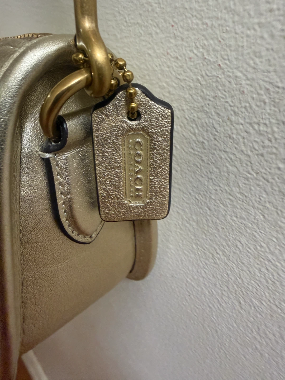 Coach Gold Quilted Leather Shoulder Bag