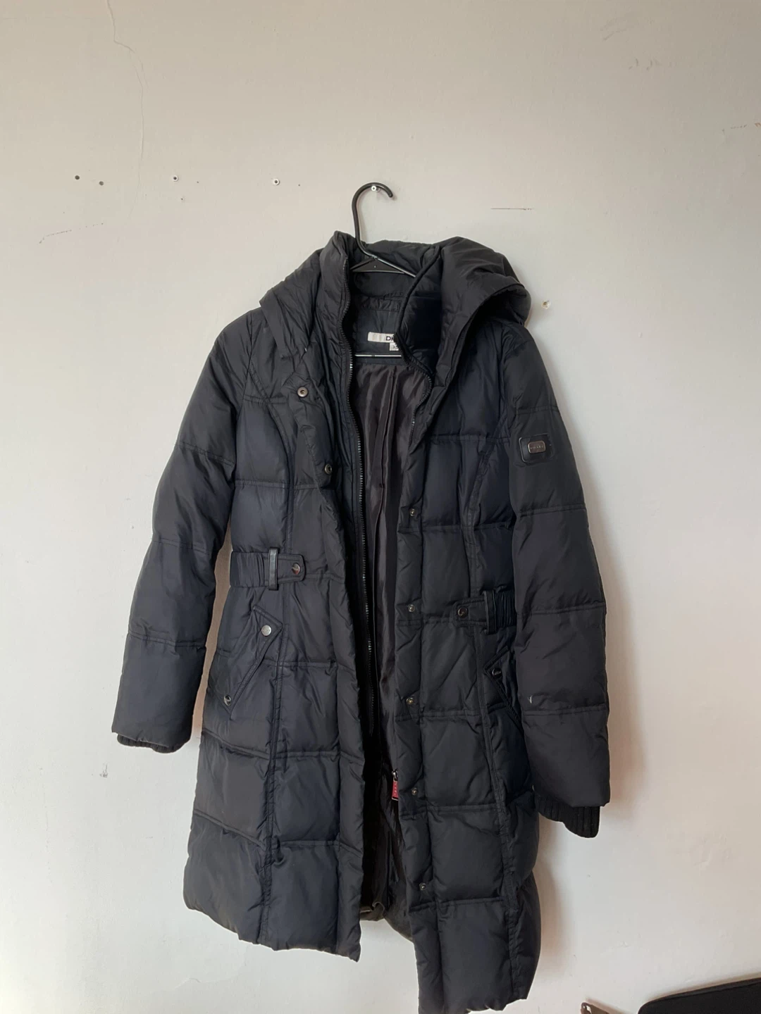 DKNY Black Puffer Coat with Hood