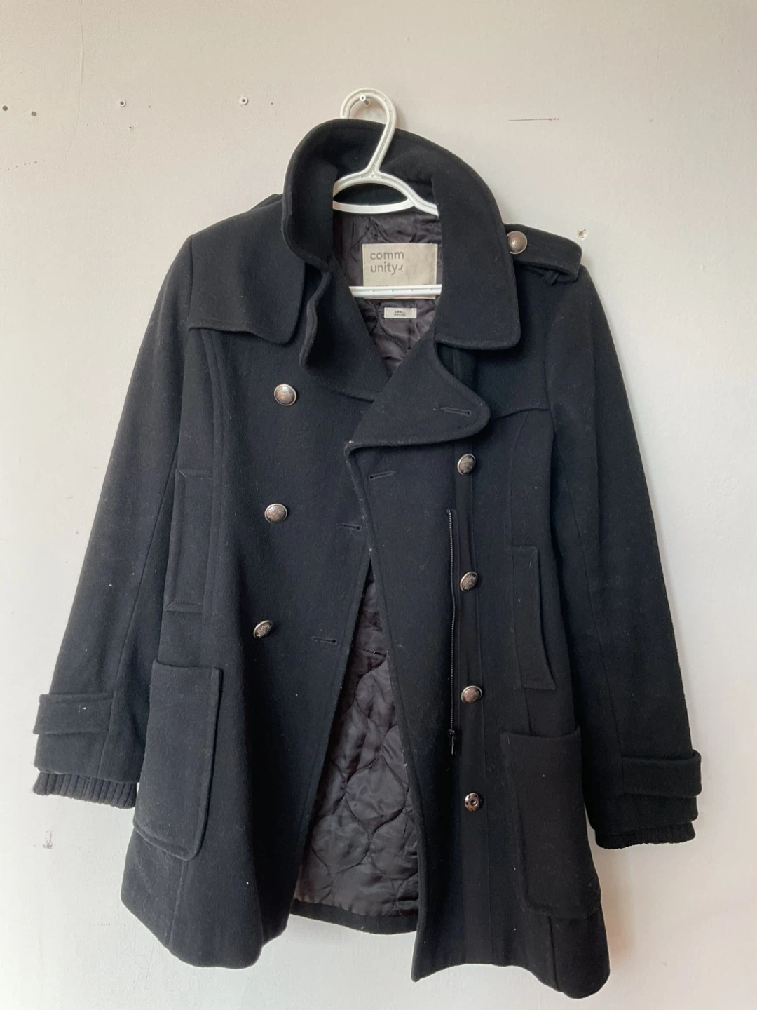 Community Wool Blend Coat - Black, Size Small