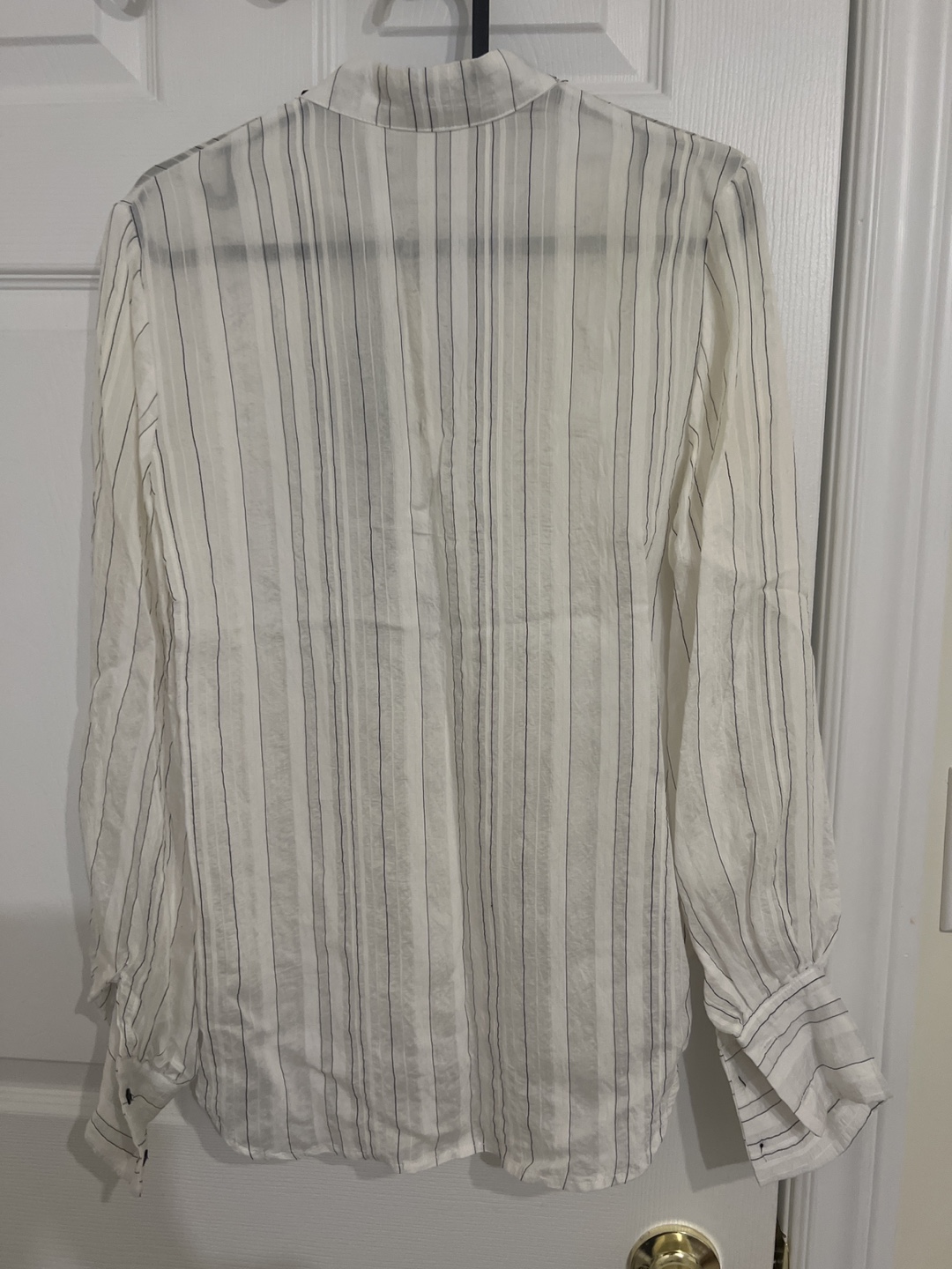 Sheer Striped Blouse with Black Bow - photo 2