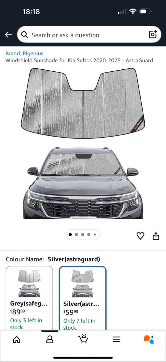 Pigenius Windshield Sunshade for Kia Seltos 20-25