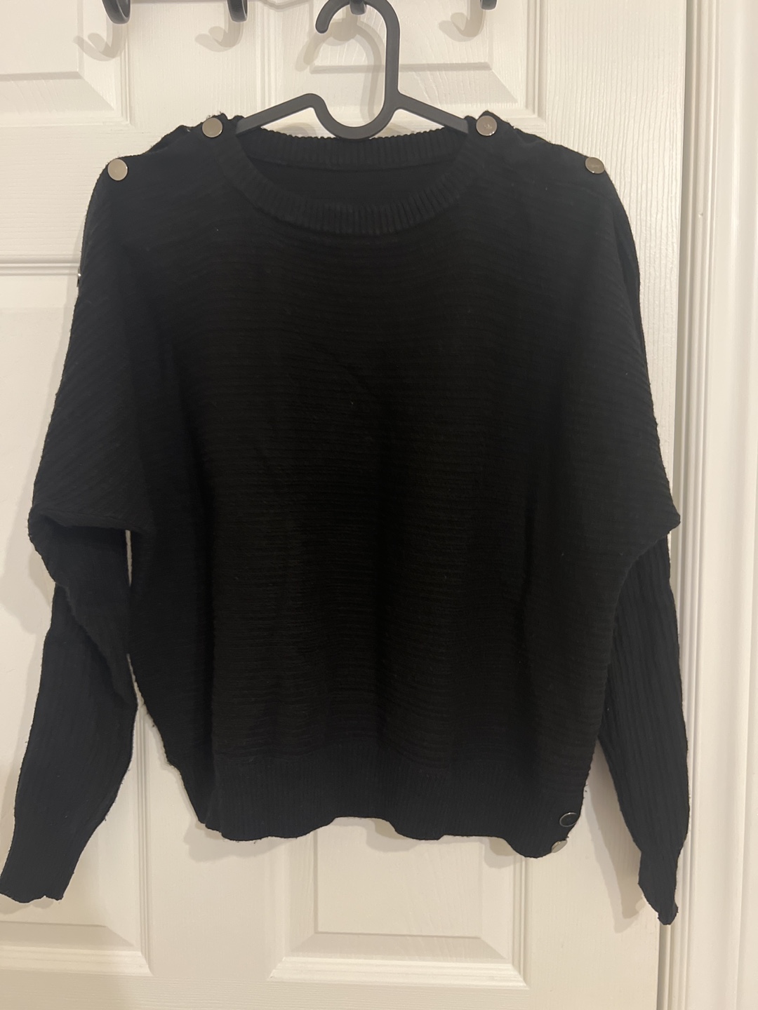 CHARMtwinkle Black Button-Detail Sweater
