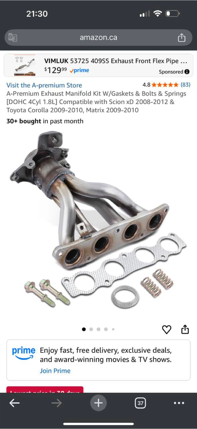 A-Premium Exhaust Manifold Kit w/ Gaskets & Hardw