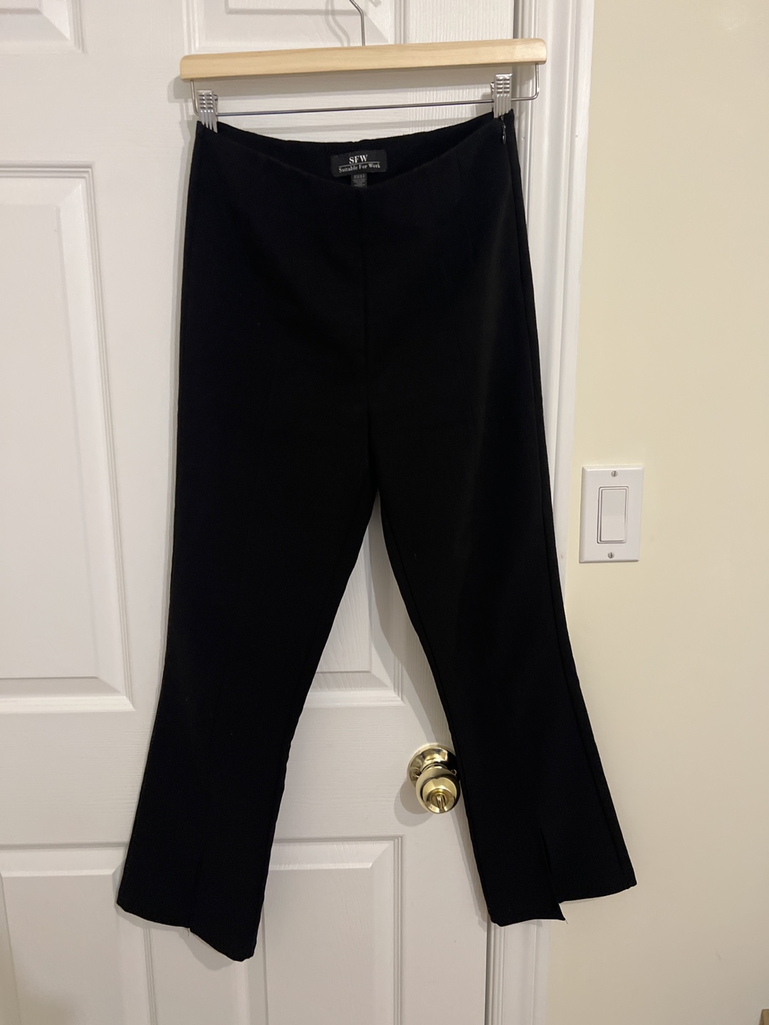 SFW Black Split Hem Cropped Pants