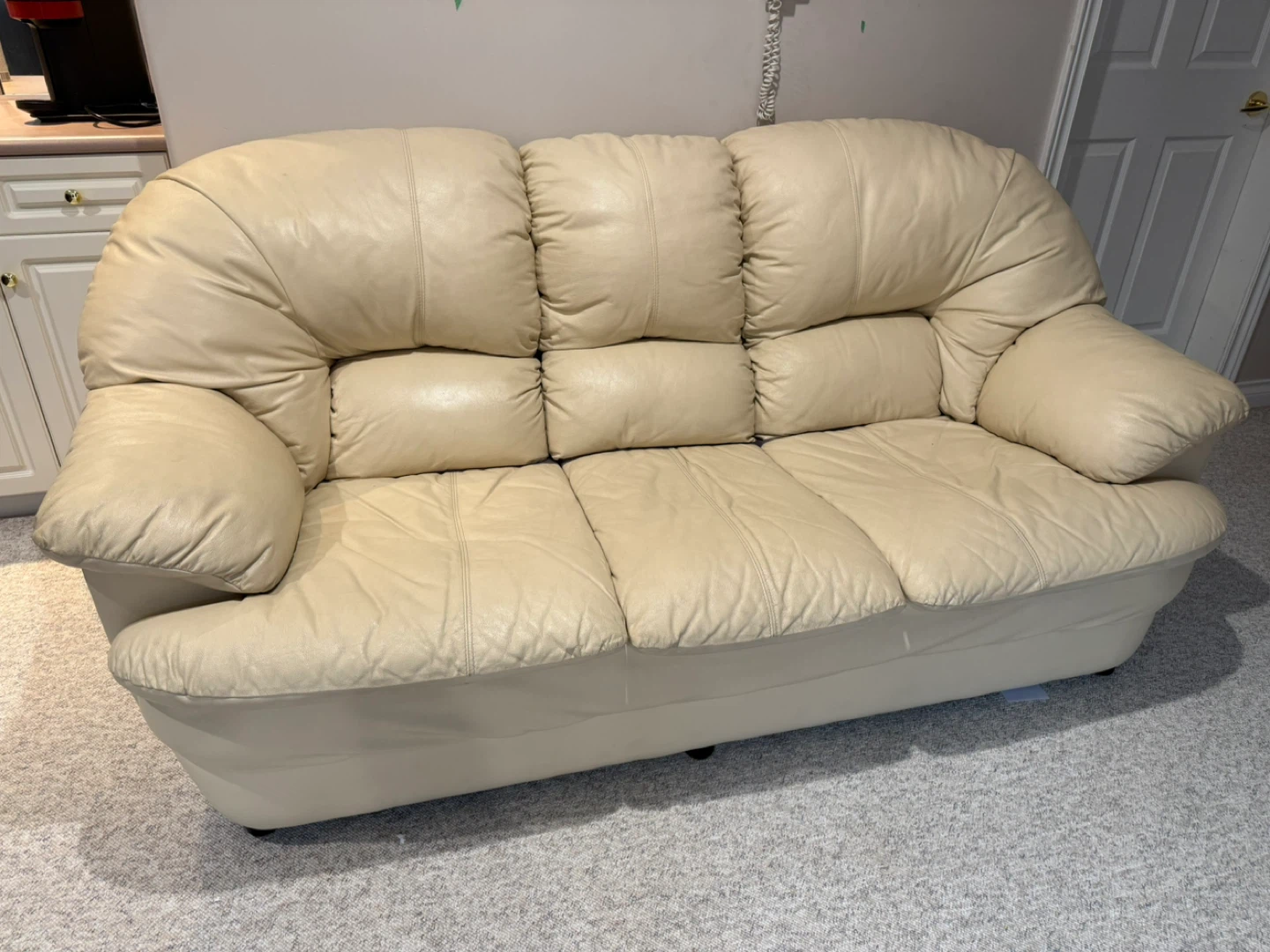 Cream Leather Sofa