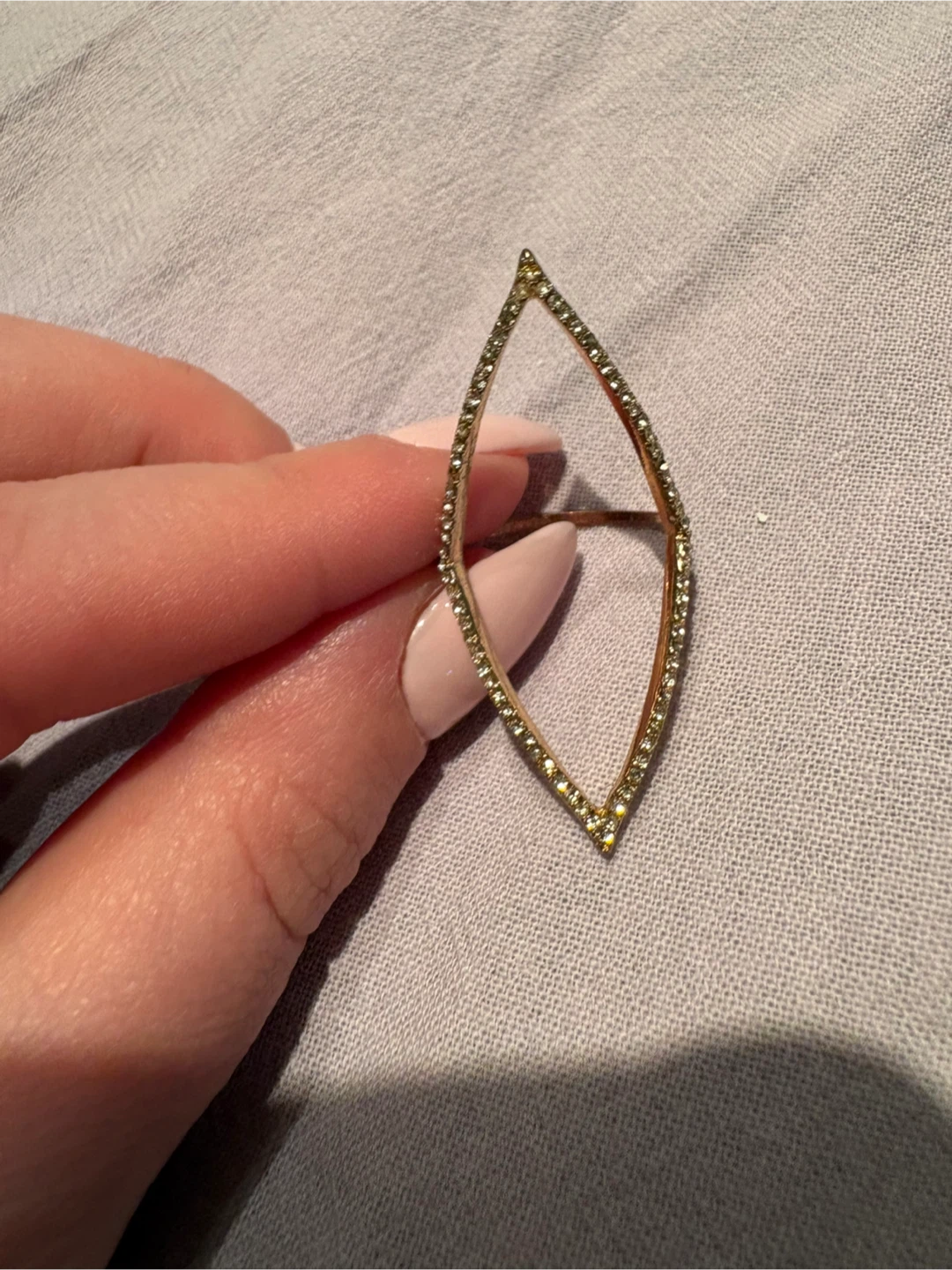 Marquise Shape Ring with Rhinestones