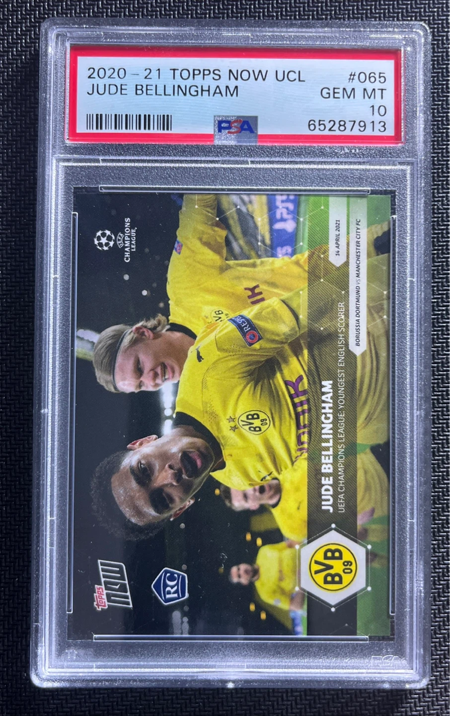 2020-21 Topps Now UCL Jude Bellingham RC PSA 10 w/Haaland