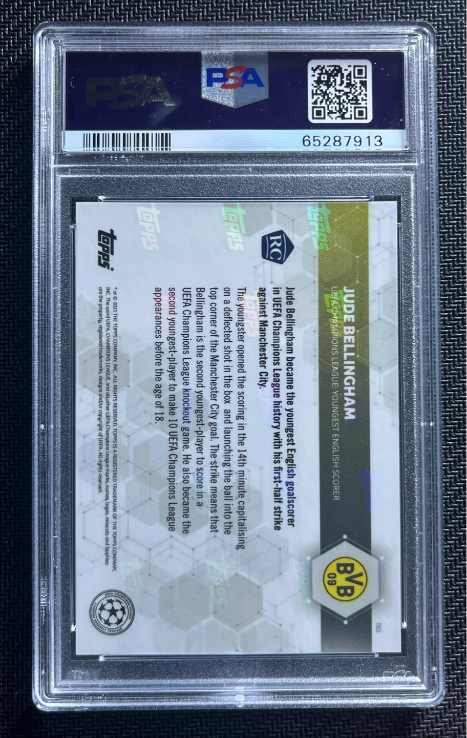 2020-21 Topps Now UCL Jude Bellingham RC PSA 10 w/Haaland - photo 2