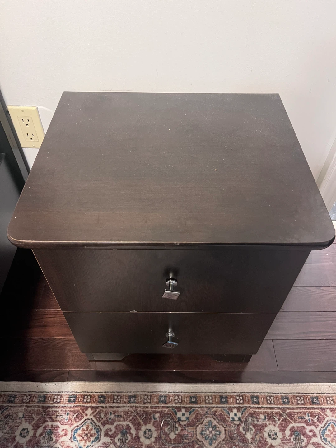2 Dark Brown 2-Drawer Nightstand