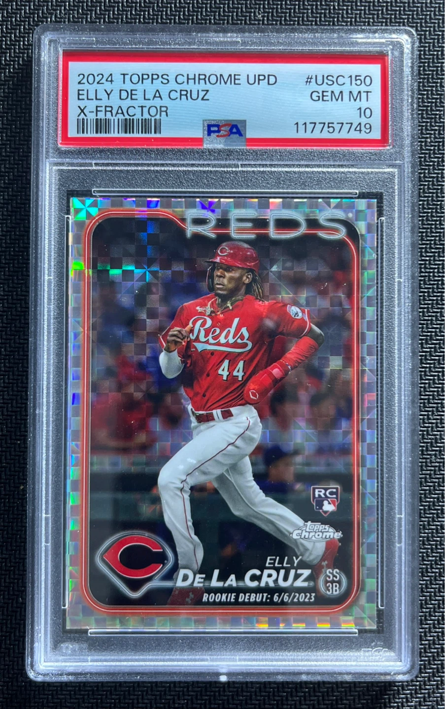 2024 Topps Chrome Elly De La Cruz Rookie Debut X-Fractor PSA 10
