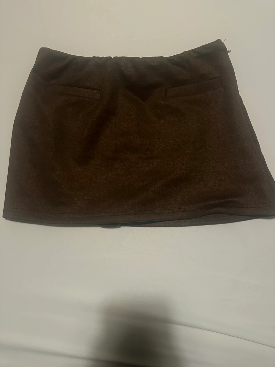 Brown Faux Leather Skirt with Built-in Shorts