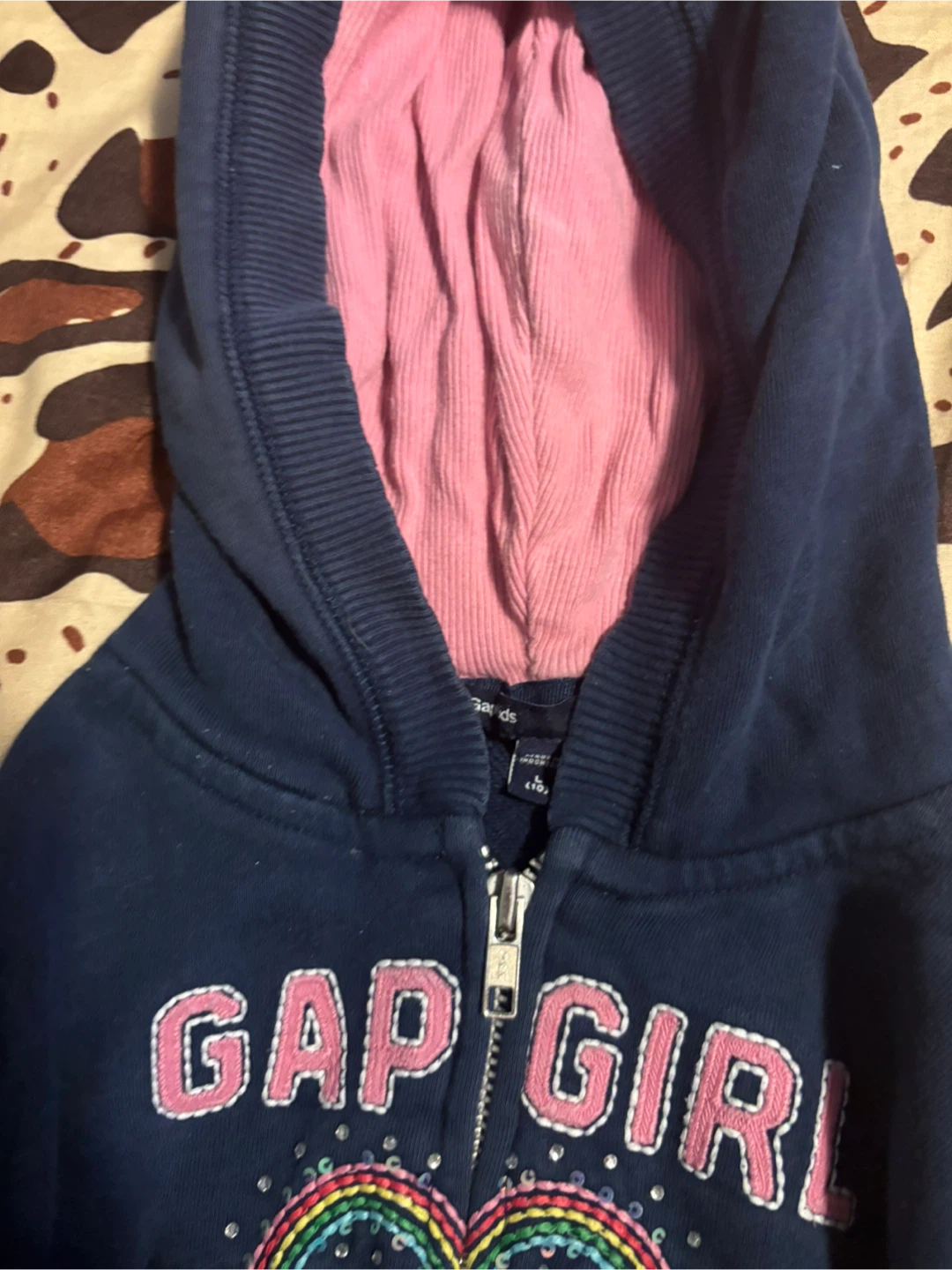 Size 10 Gap Kids Girls Navy Blue Zip-Up Hoodie - photo 2