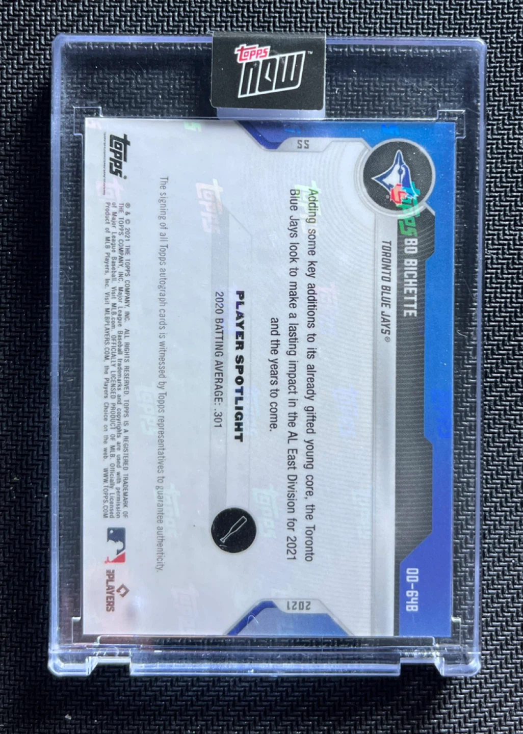 Topps NOW Bo Bichette Toronto Blue Jays Blue Auto /49 - photo 2