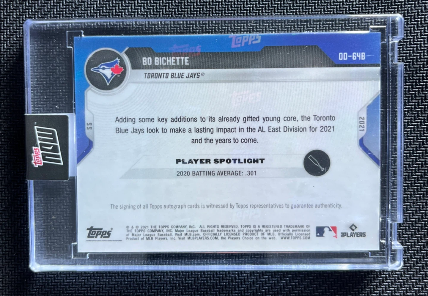 Topps NOW Bo Bichette Toronto Blue Jays Blue Auto /49 - photo 3