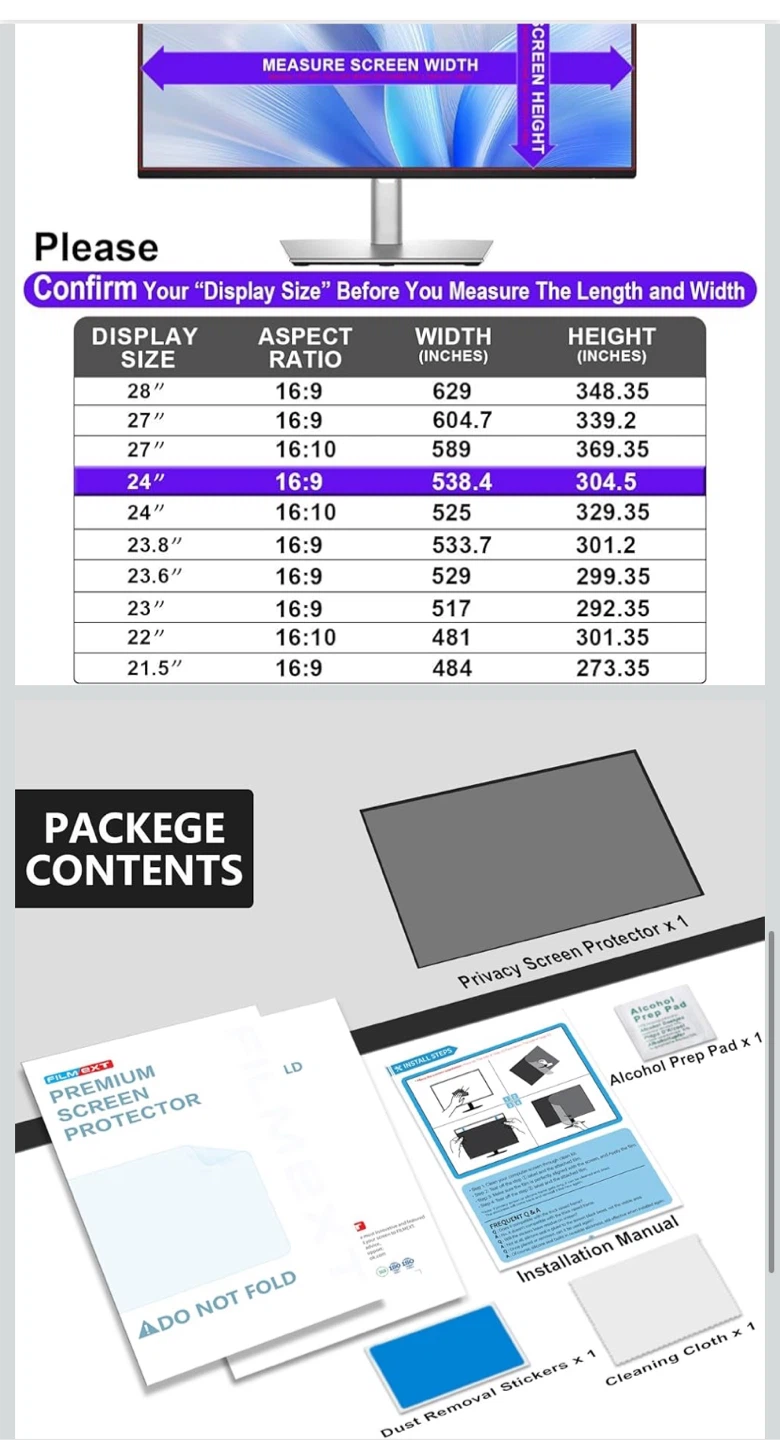 FILM EXT 24" Privacy Screen Protector for 16:9 Aspect Ratio - photo 2