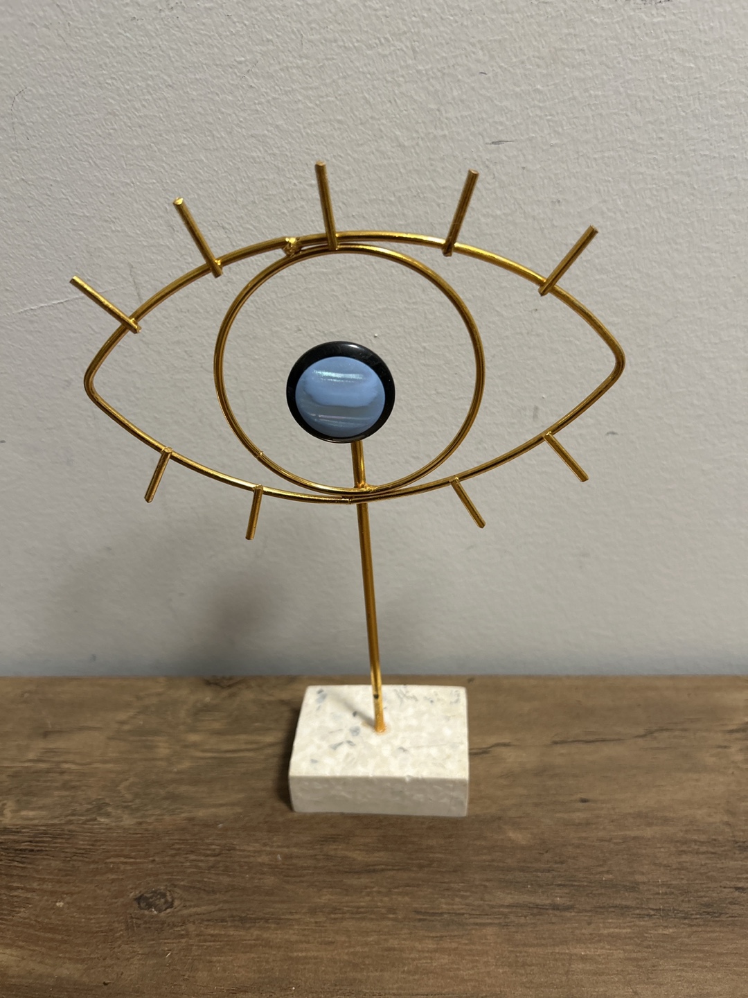 Gold Tone Eye Decor with Marble Base
