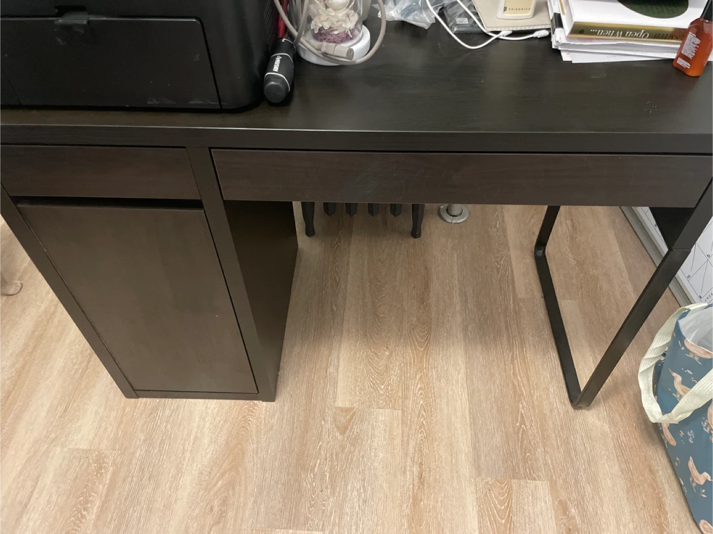 Dark Brown Desk with Drawer-IKEA Desk