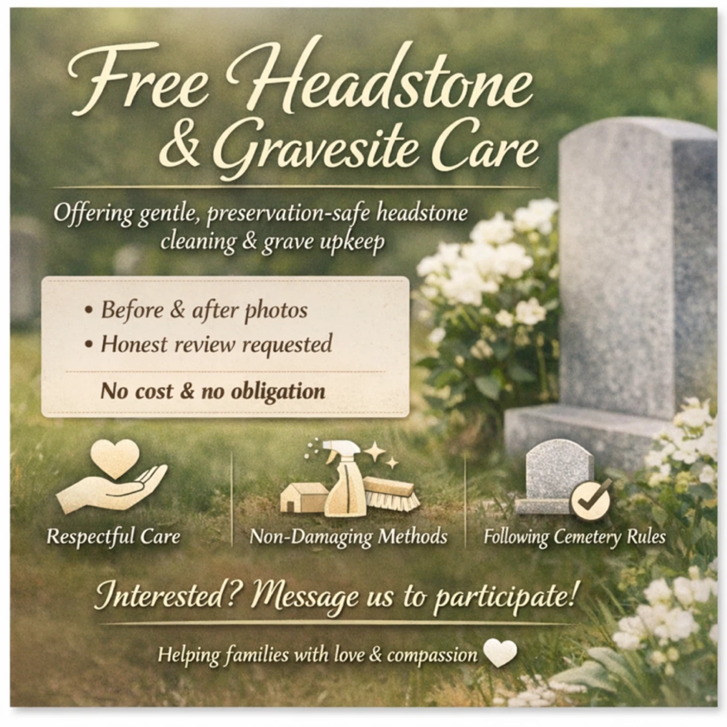 Free Headstone & Gravesite Care