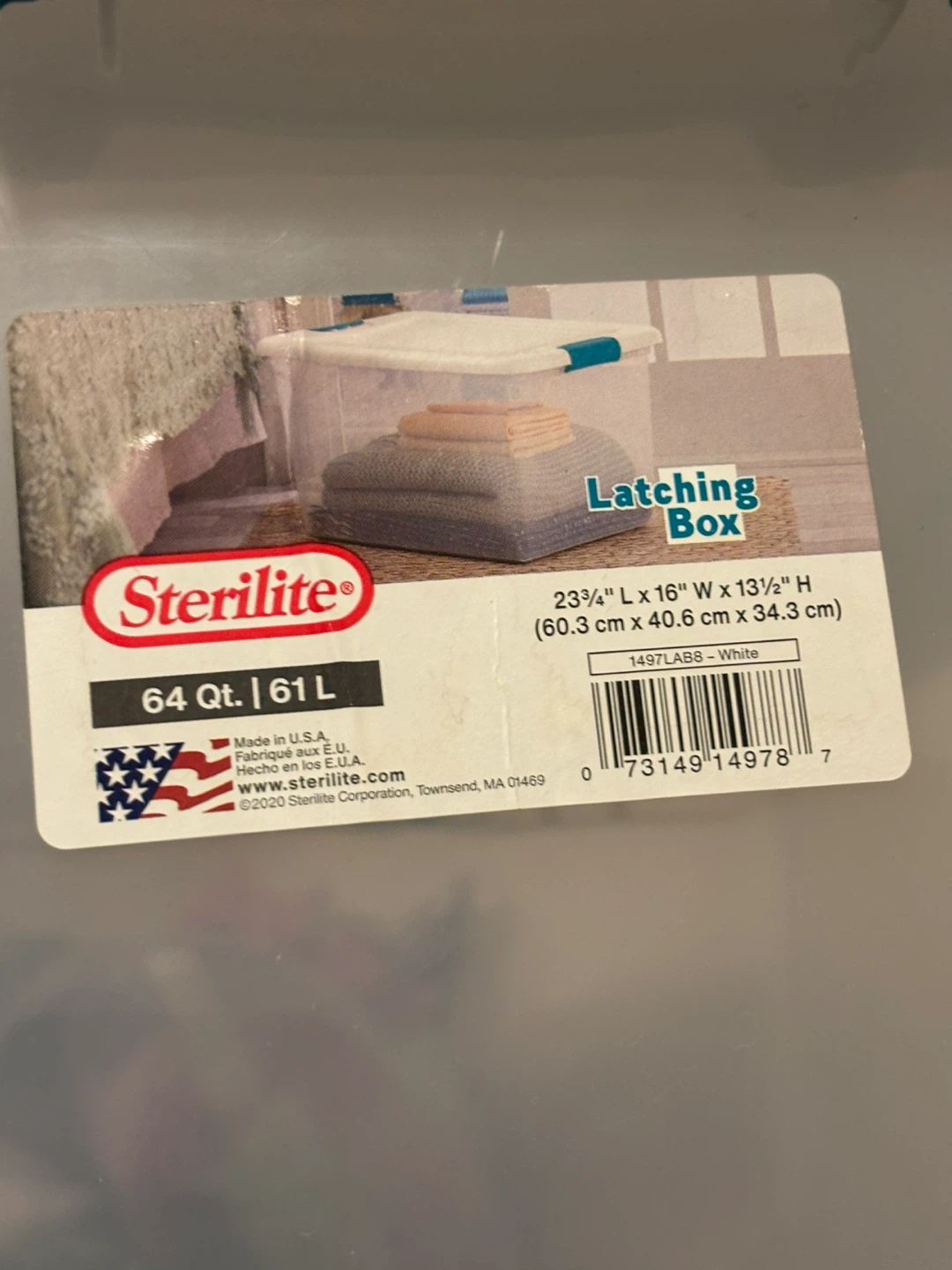 2 Sterilite Latching Storage Box - 64 Qt / 61 L White - photo 4