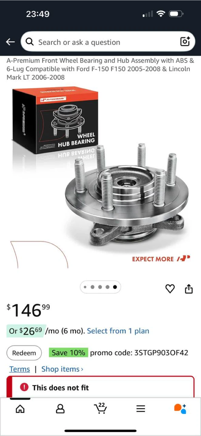 A-Premium Front Wheel Bearing & Hub Assembly…