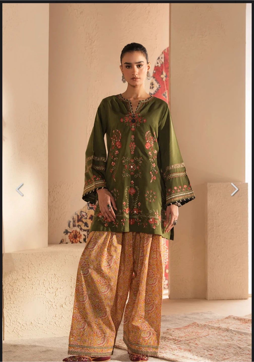 Ethnic Embroidered Tunic and Pants Set