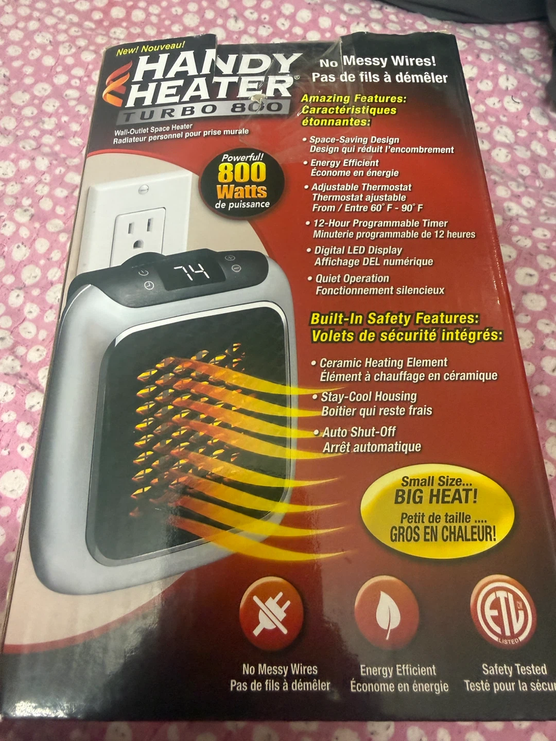 Handy Heater Turbo 800 Wall-Outlet Space Heater - photo 3