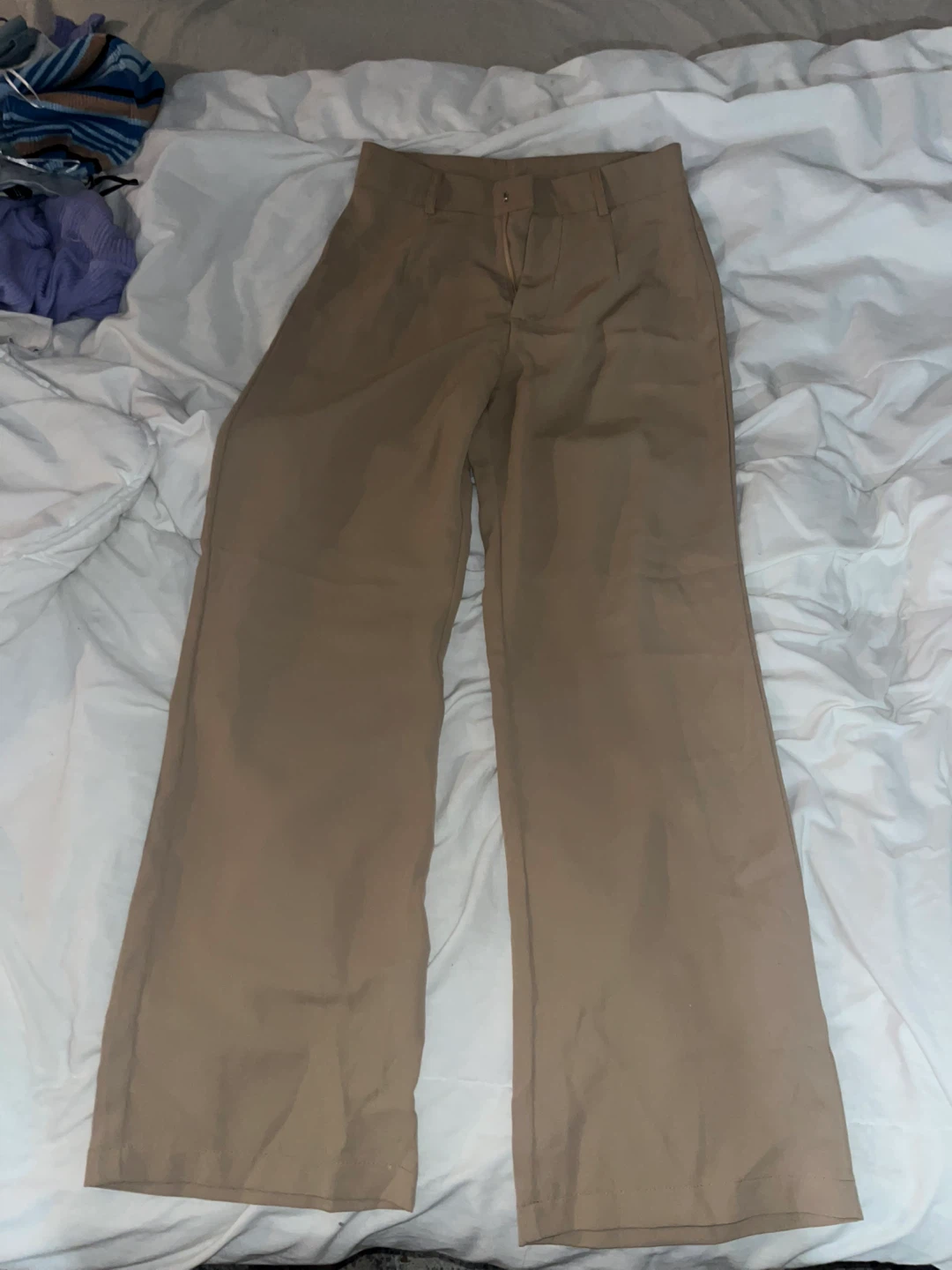 SHEIN Beige Wide Leg Trousers Size US 4