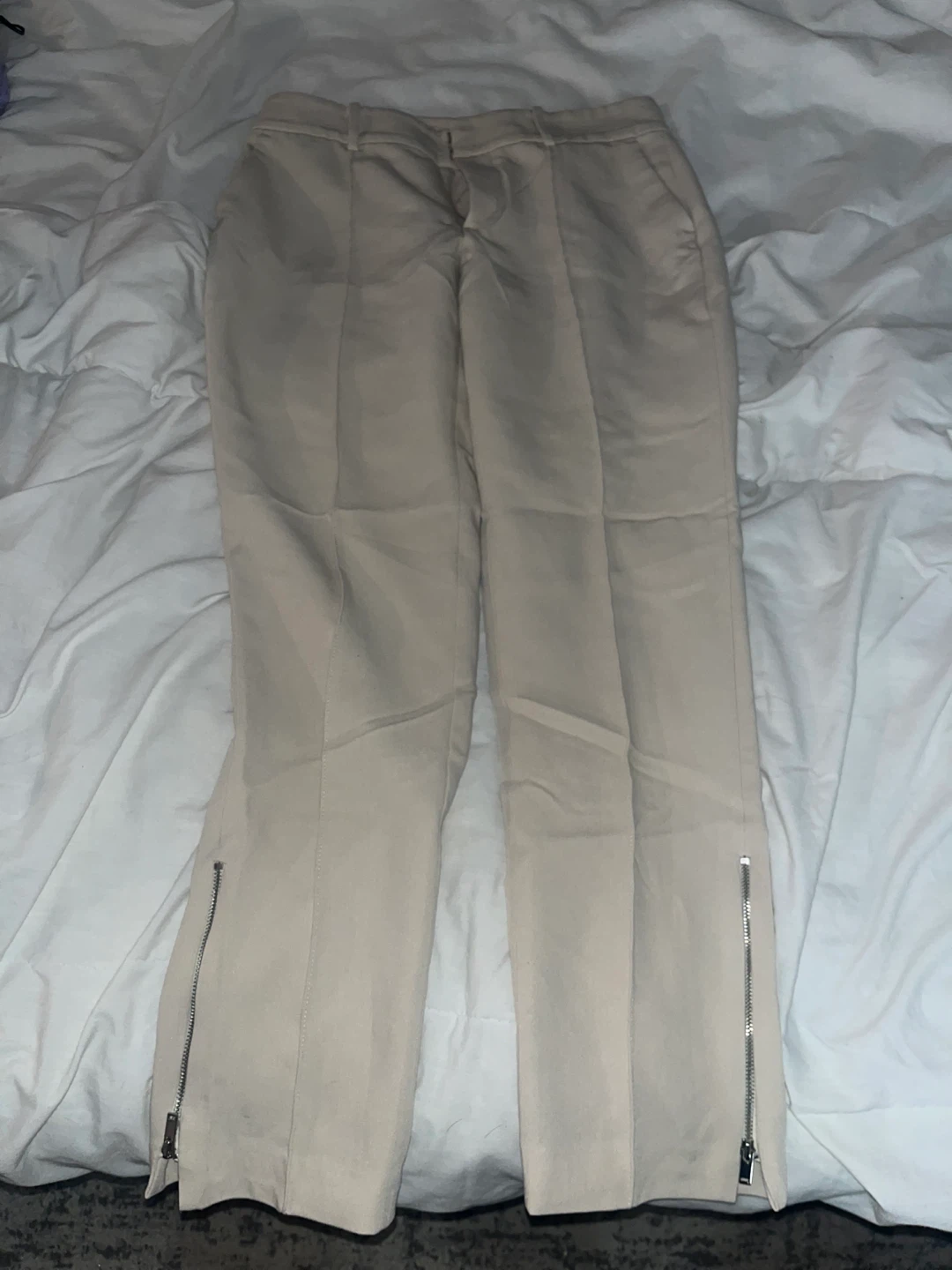 Moving Sale - ZARA Beige Trousers with Zippers Size S