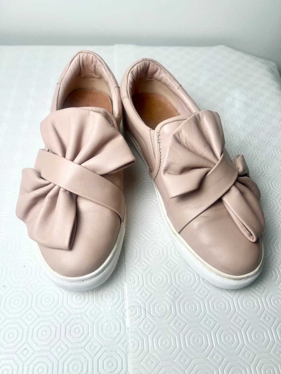 Halogen Pink Leather Slip-On Sneakers with Bow Detail - photo 2