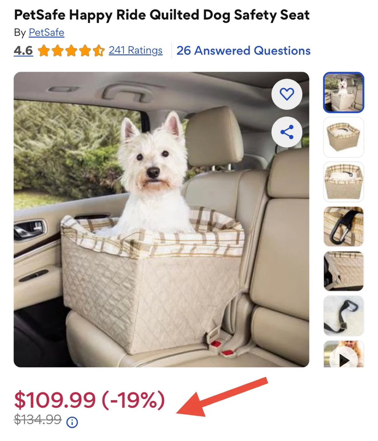 PetSafe Happy Ride Quilted Dog Safety Seat