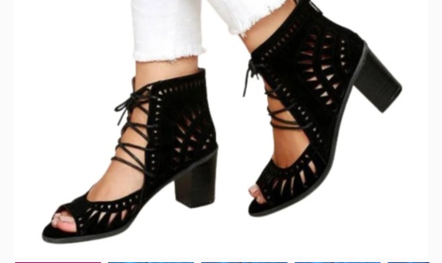 Vince Camuto Black Suede Lace-Up Cutout Booties