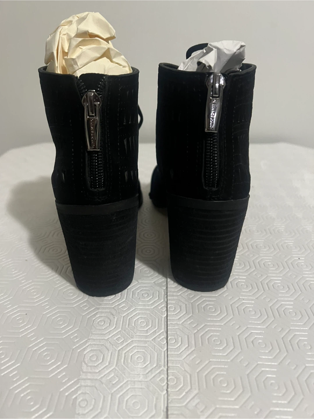 Vince Camuto Black Suede Lace-Up Cutout Booties - photo 5
