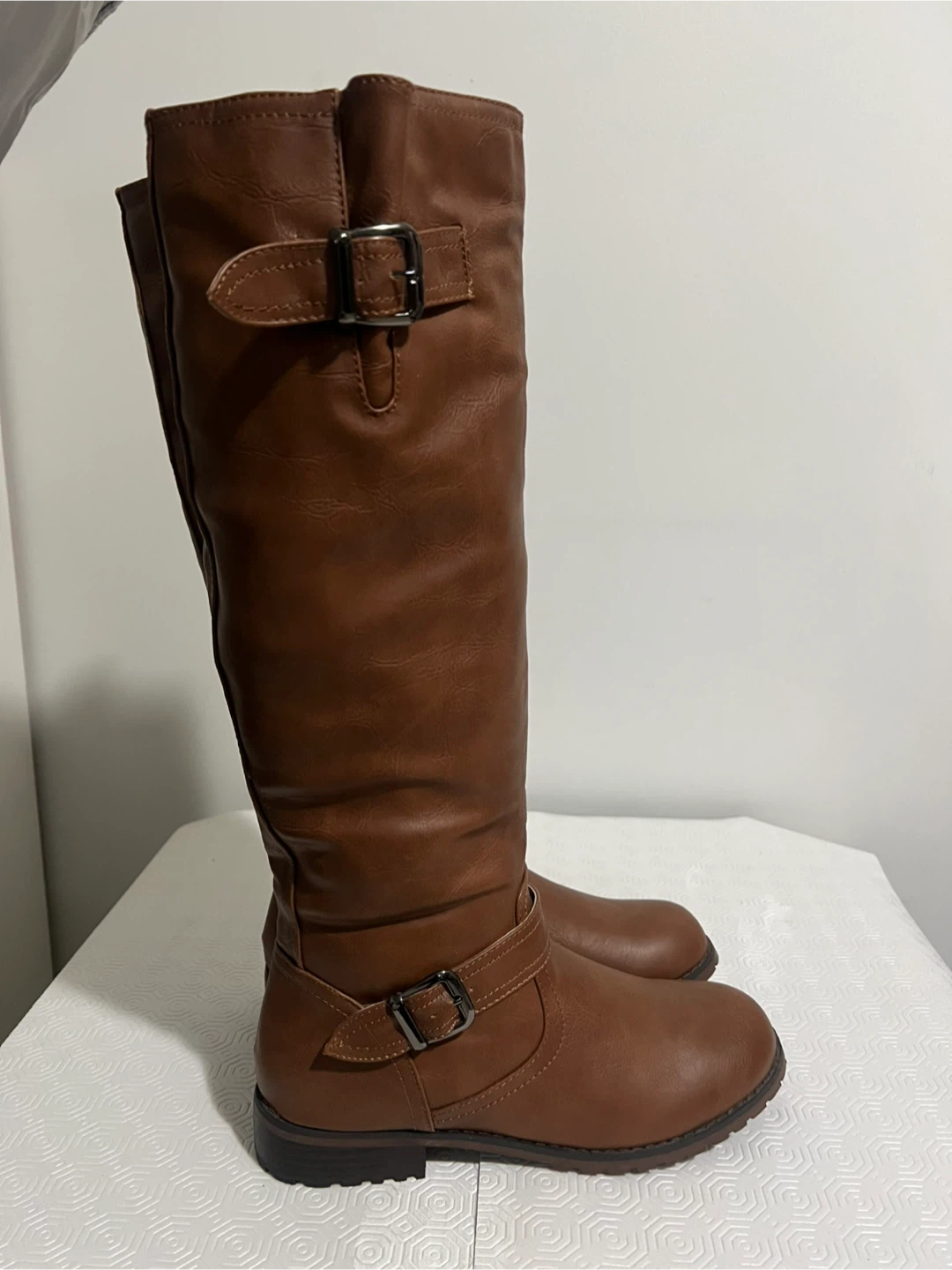 Brown Faux Leather Knee-High Boots - Size 38 - photo 5