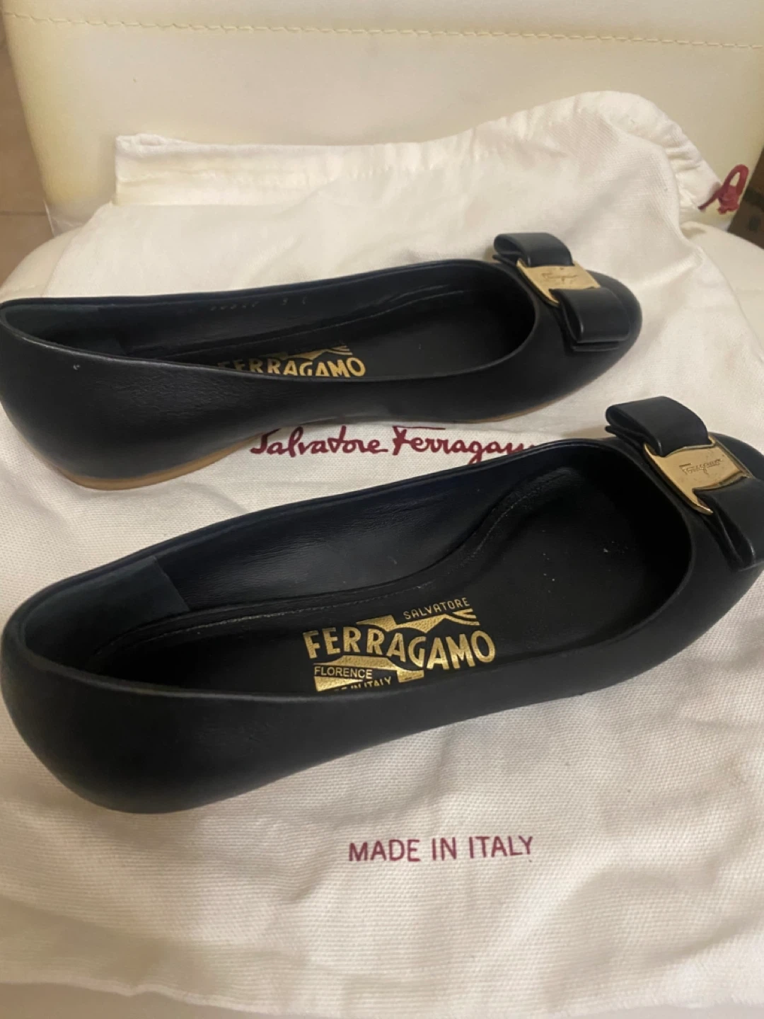 Salvatore Ferragamo Black Ballet Flat- Women's Size 5.5
