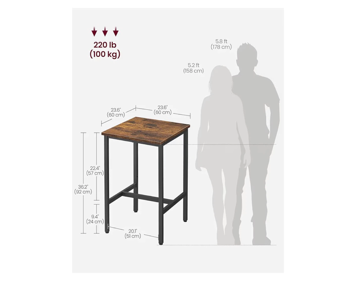 VASAGLE Bar Table - Industrial Style - photo 3