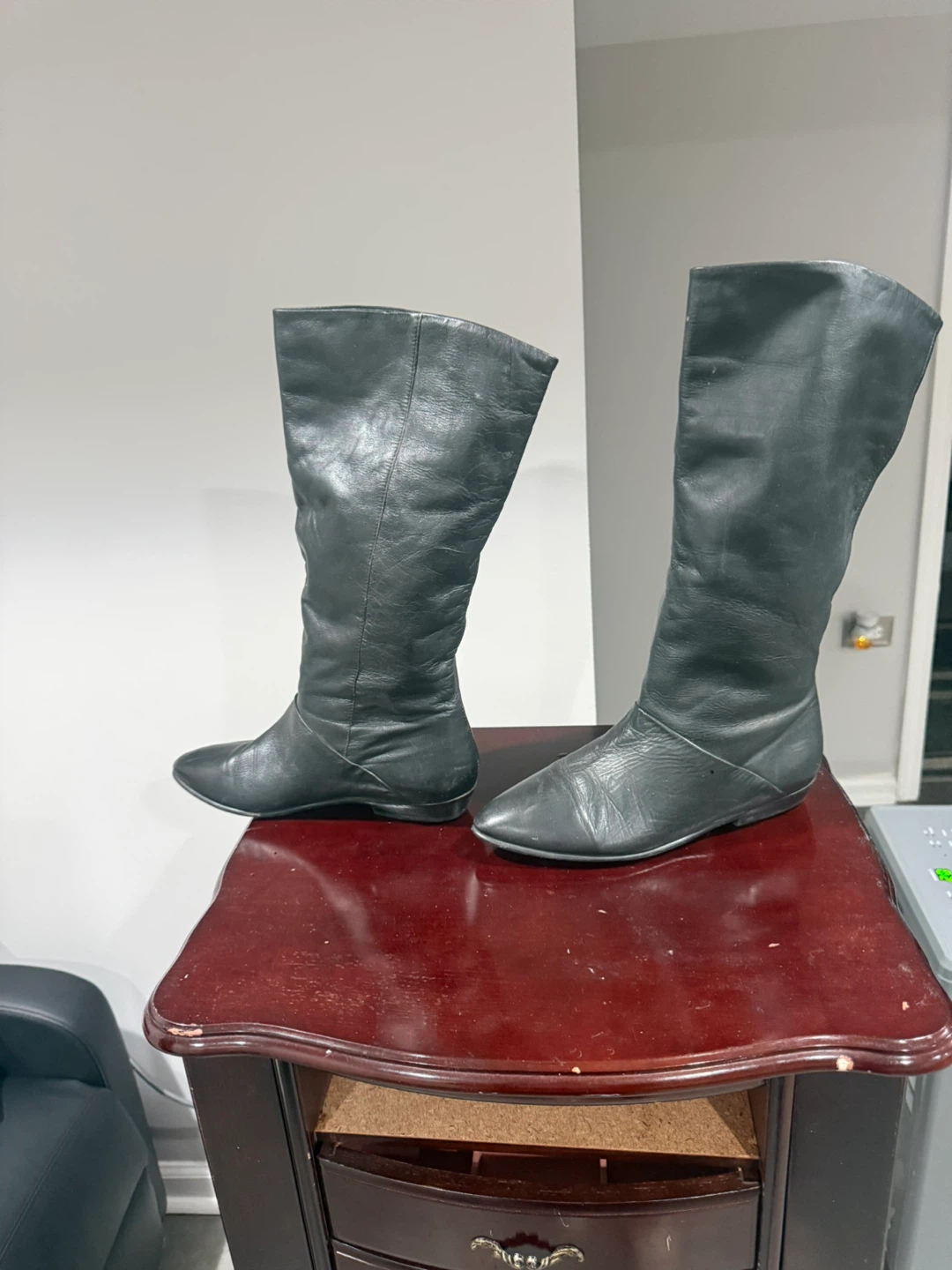 Black Leather Knee-High Boots - photo 2