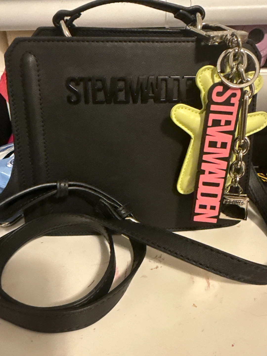 Steve Madden Black Faux Leather Handbag