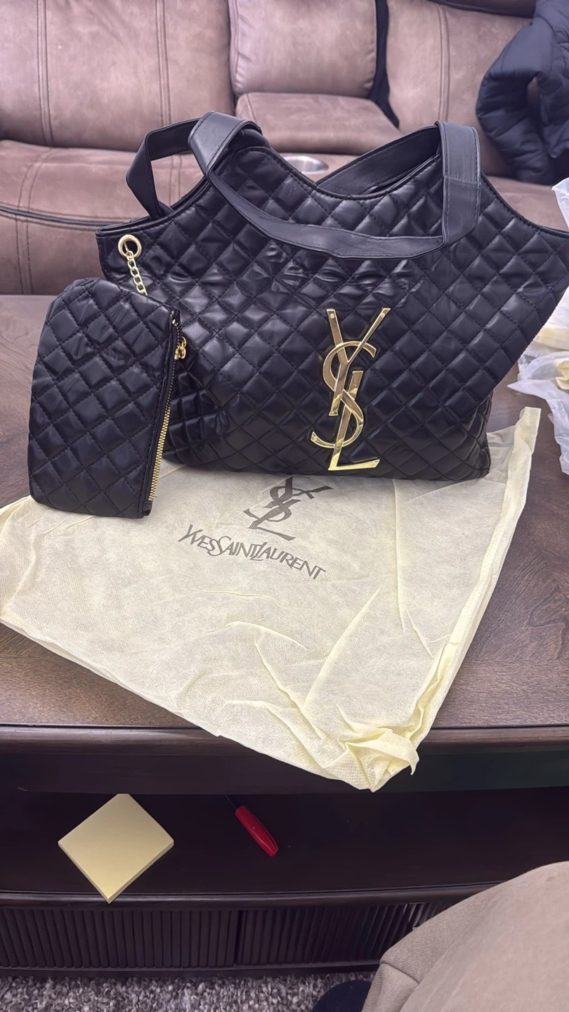 Yves Saint Laurent Black Quilted Tote Bag with Pouch - photo 3