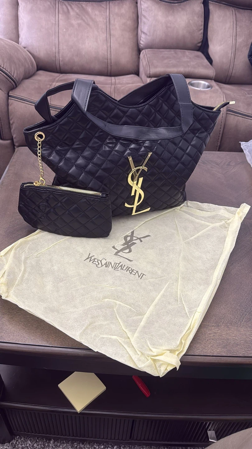 Yves Saint Laurent Black Quilted Tote Bag with Pouch - photo 4