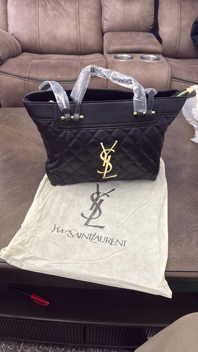 Yves Saint Laurent Black Quilted Tote Bag with Pouch - photo 2