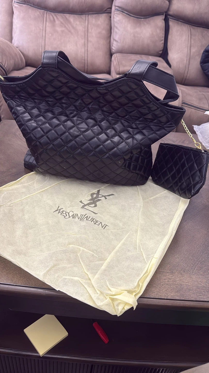 Yves Saint Laurent Black Quilted Tote Bag with Pouch - photo 5